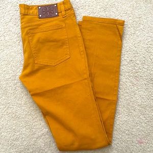 Tory Burch Mustard Ivy Super Stretch Skinny Jeans